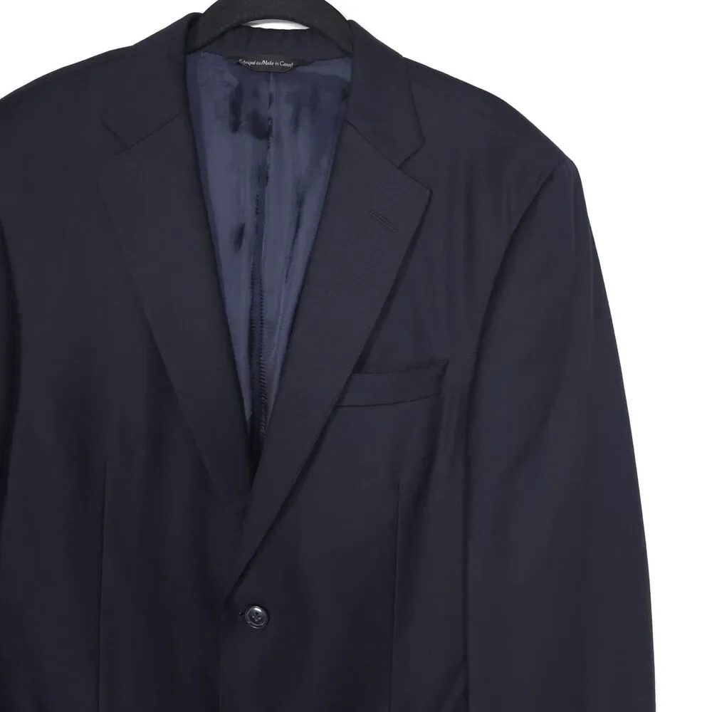 SAMUELSOHN Men's Navy Sport Coat Navy 40L Super 120s Wool UNION MADE UTIS CANADA